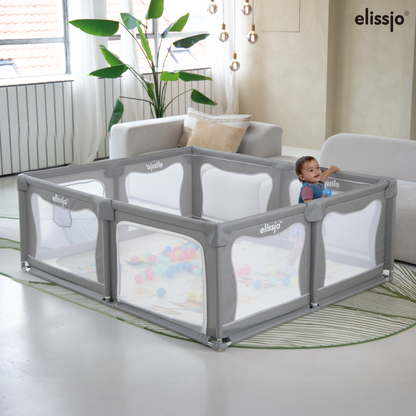 Elissio® Laufstall 180×150 cm Grau