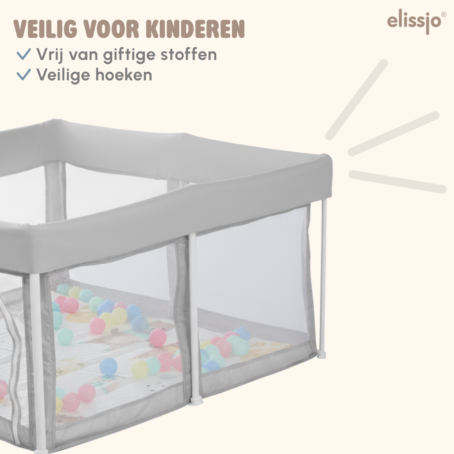Elissio® Laufstall Klappbar 125×125 cm Grau
