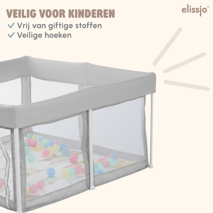 Elissio® Laufstall Klappbar 125×125 cm Grau