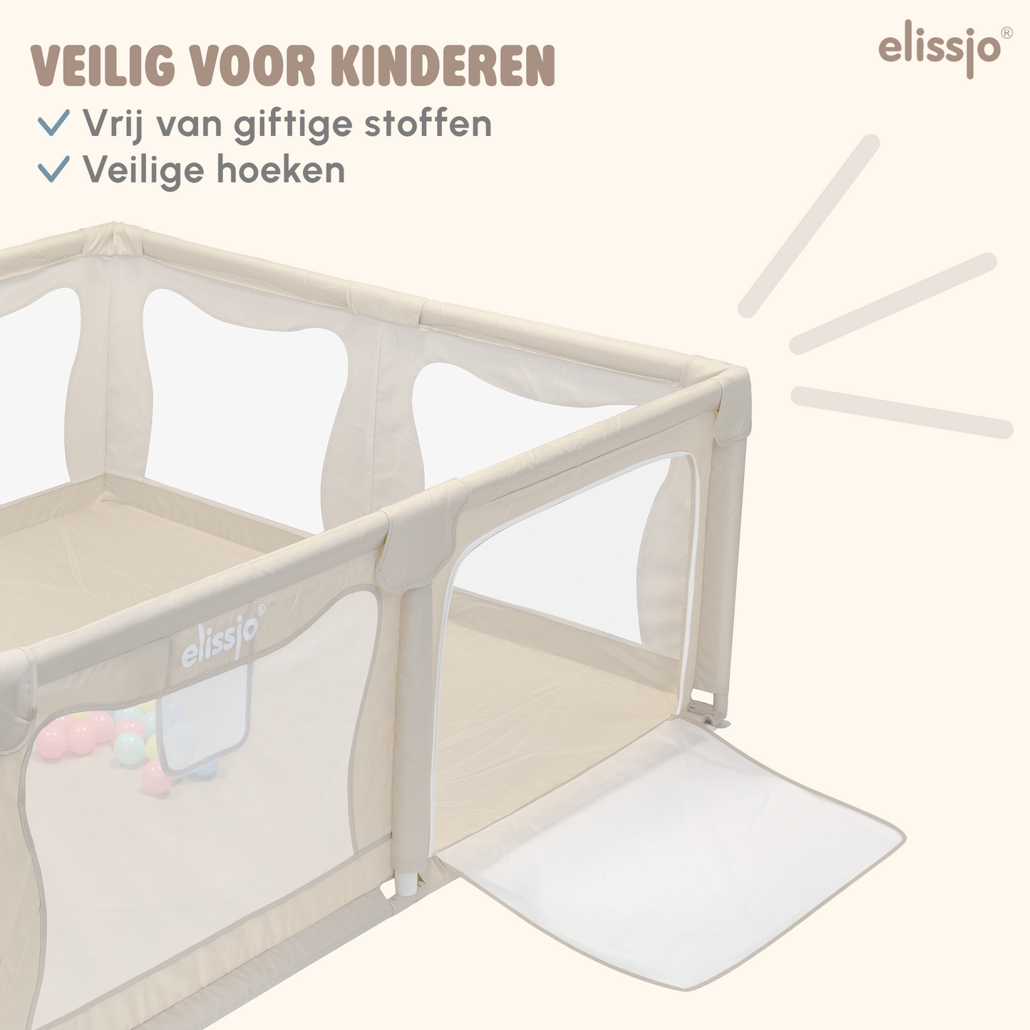 Elissio® Laufstall 180×150 cm Beige