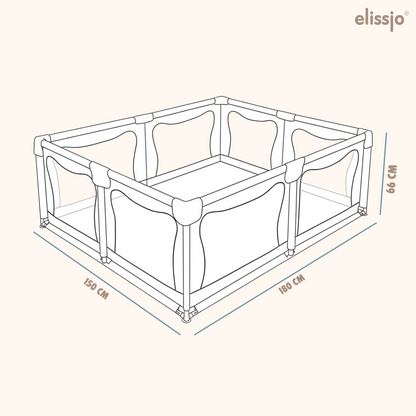 Elissio® Laufstall 180×150 cm Grau