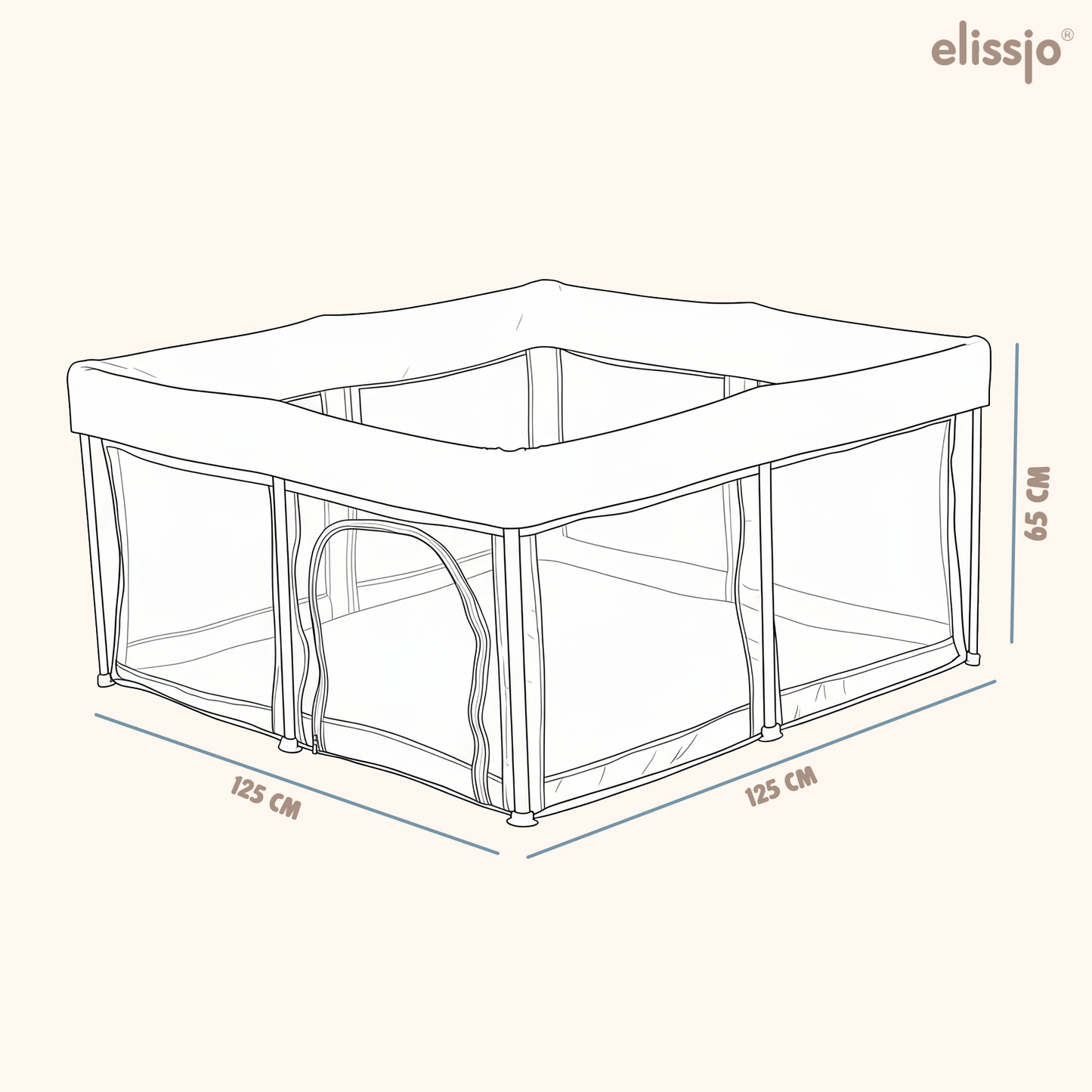 Elissio® Laufstall Klappbar 125×125 cm Grau