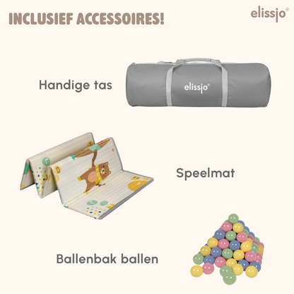 Elissio® Laufstall Klappbar 125×125 cm Grau
