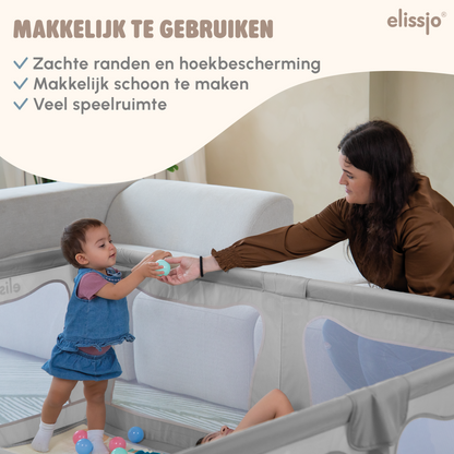Elissio® Laufstall 180×150 cm Grau