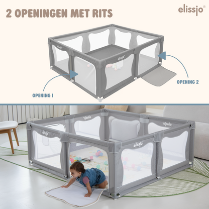 Elissio® Laufstall 180×150 cm Grau