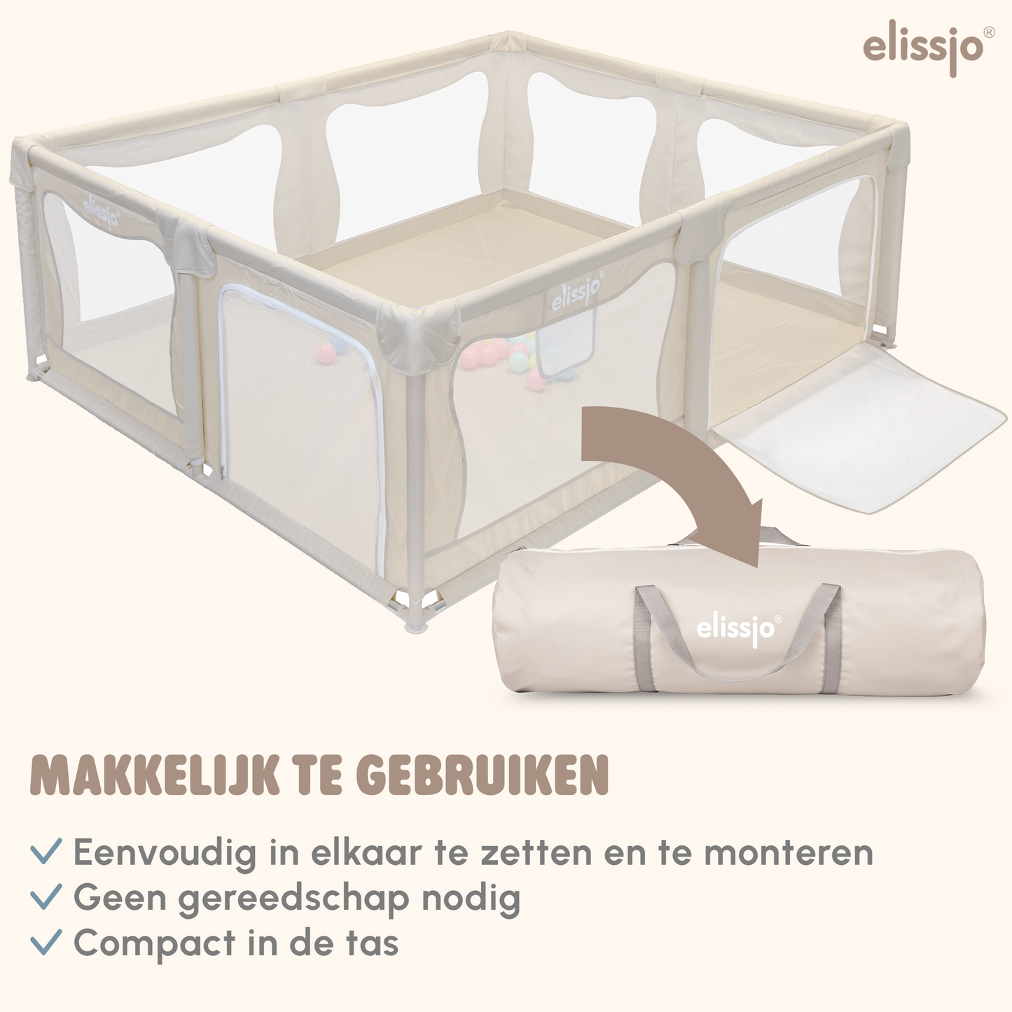 Elissio® Laufstall 180×150 cm Beige