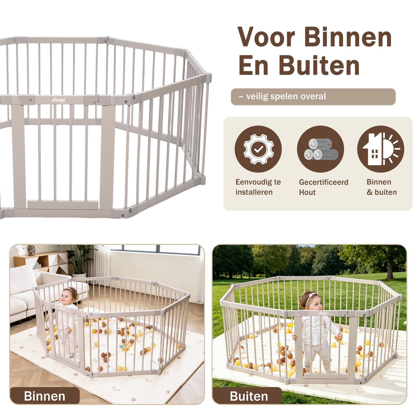 Japandi Beige Klappbare Holz-Bodenbox Multifunktional 130x130x70