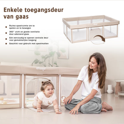 Elissio® Foldable Playpen 125×125 cm Beige Ball Edition