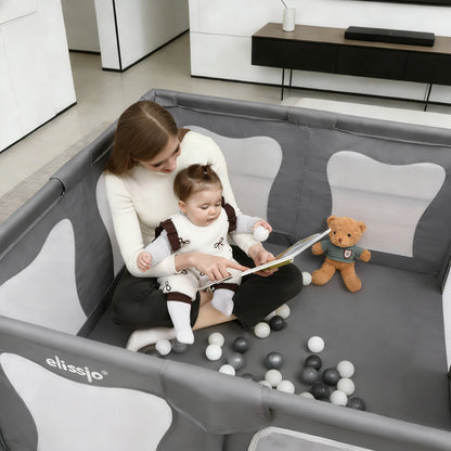 Elissio® Laufstall 120×120 cm Grau