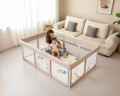Elissio® Foldable Playpen 125×125 cm Beige Ball Edition