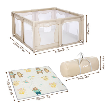 Elissio® Laufstall 120×120 cm Beige