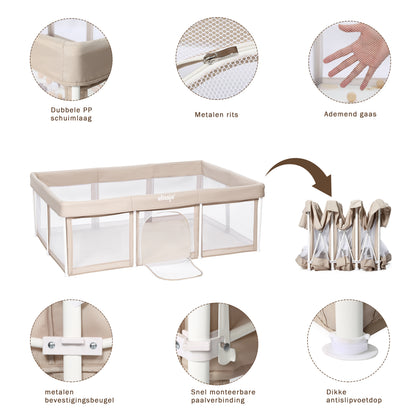 Elissio® Foldable Playpen 125×125 cm Beige Ball Edition