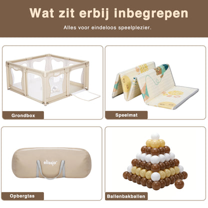 Elissio® Laufstall 120×120 cm Beige
