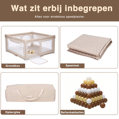 Elissio® Laufstall Klappbar 150x150 - Beige Spielball-Edition
