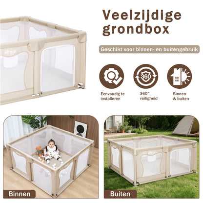 Elissio® Laufstall 120×120 cm Beige