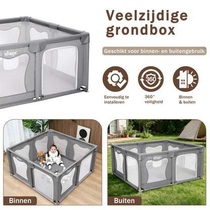Elissio® Laufstall 120×120 cm Grau