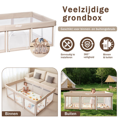 Elissio® Foldable Playpen 125×125 cm Beige Ball Edition