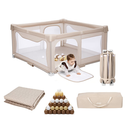 Elissio® Laufstall Klappbar 150x150 - Beige Spielball-Edition