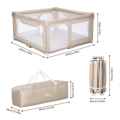 Elissio® Laufstall Klappbar 150x150 - Beige Spielball-Edition