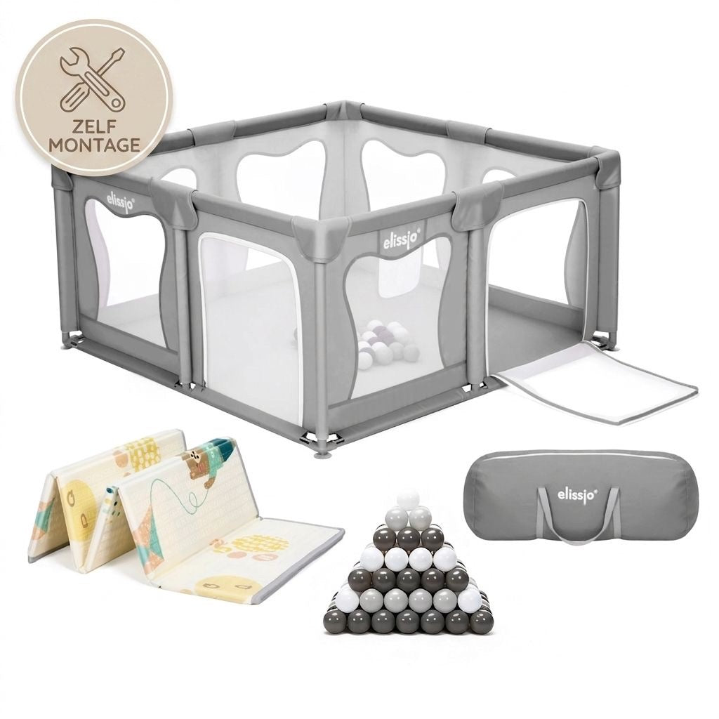 Elissio® Laufstall 120×120 cm Grau
