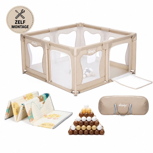 Elissio® Laufstall 120×120 cm Beige